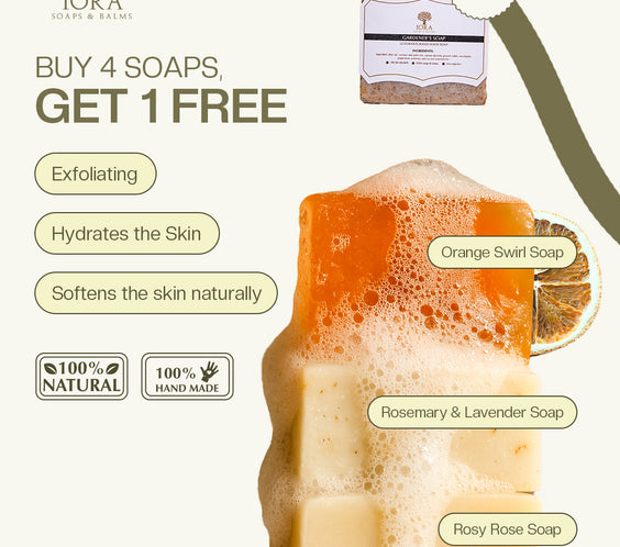 Buy 4 Soaps, Get 1 Free!